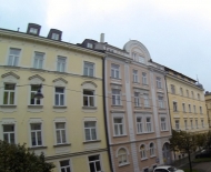 Vista da arquitetura de Salzburg da janela do hotel.